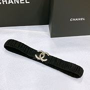 CHANEL| Black Fabric Elastic Belt Width 30mm  - 4