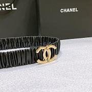 CHANEL| Black Elastic Belt With Gold Hardware Width 30mm - 5