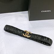 CHANEL| Black Elastic Belt With Gold Hardware Width 30mm - 3