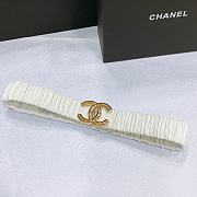 CHANEL| White Elastic Belt With Gold Hardware Width 30mm - 4