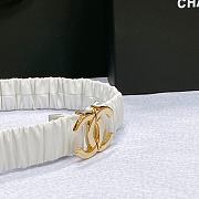 CHANEL| White Elastic Belt With Gold Hardware Width 30mm - 3