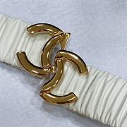 CHANEL| White Elastic Belt With Gold Hardware Width 30mm - 2