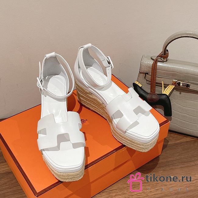 Hermès Elda Espadrille White Sandals - 1