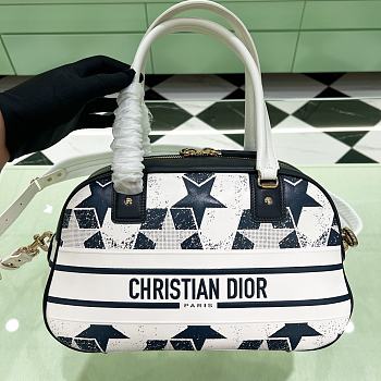 Dior Christian Bowling White Leather Handbag - 33x21x12cm