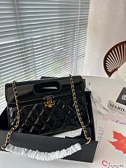 Chanel Patent Quilted Graphic Catch Flap Black - 26x18.5cm - 1