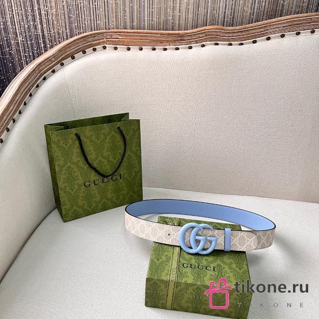 Gucci Belt In White&Blue 4cm - 1