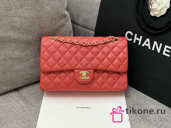 Chanel 25 Classic Caviar In Red - 1