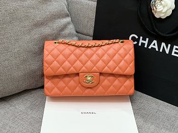 Chanel 25 Classic Caviar In Orange