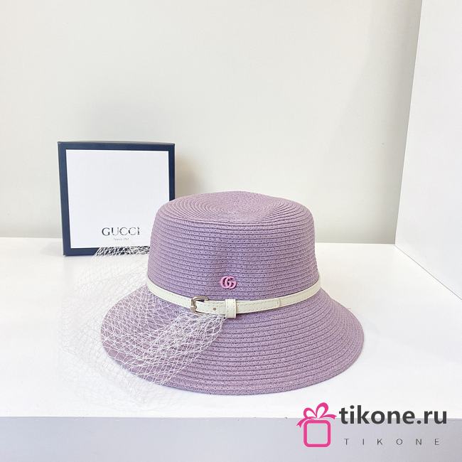 GG Violet Bucket Hat With Lace - 1