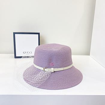 GG Violet Bucket Hat With Lace