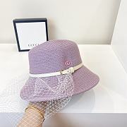 GG Violet Bucket Hat With Lace - 5