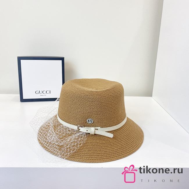 GG Beige Bucket Hat With Lace - 1