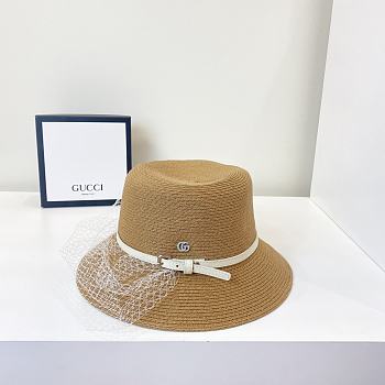 GG Beige Bucket Hat With Lace