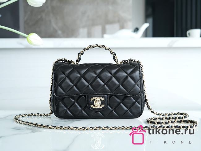 Chanel 23A Black Lambskin Witjh Top Handle - 18x7x12cm - 1