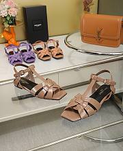 YSL Beige Patent Leather Sandals - 5