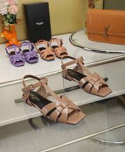 YSL Beige Patent Leather Sandals - 3