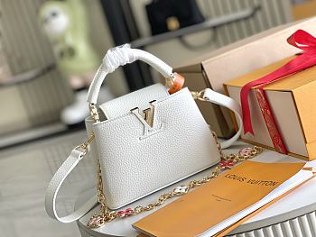 LV Capucines White Mini Bag - 21x14x8cm