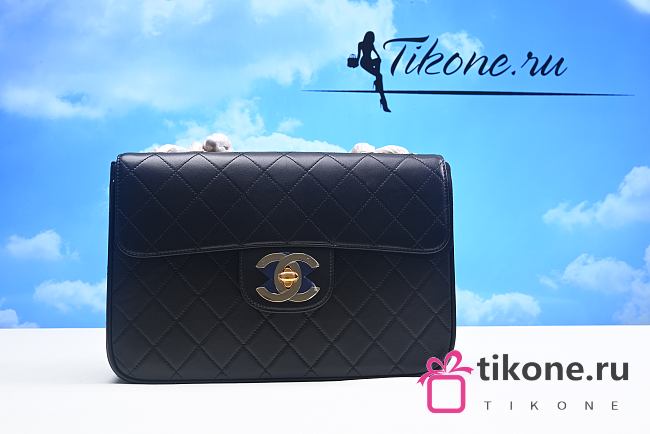 CHANEL 1998 Classic Flap Jumbo Black Lamskin - 1