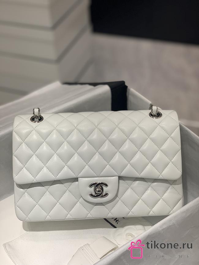 Chanel CF25 White Classic Bag, Silver Hardware  - 1