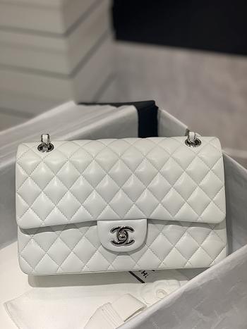 Chanel CF25 White Classic Bag, Silver Hardware 