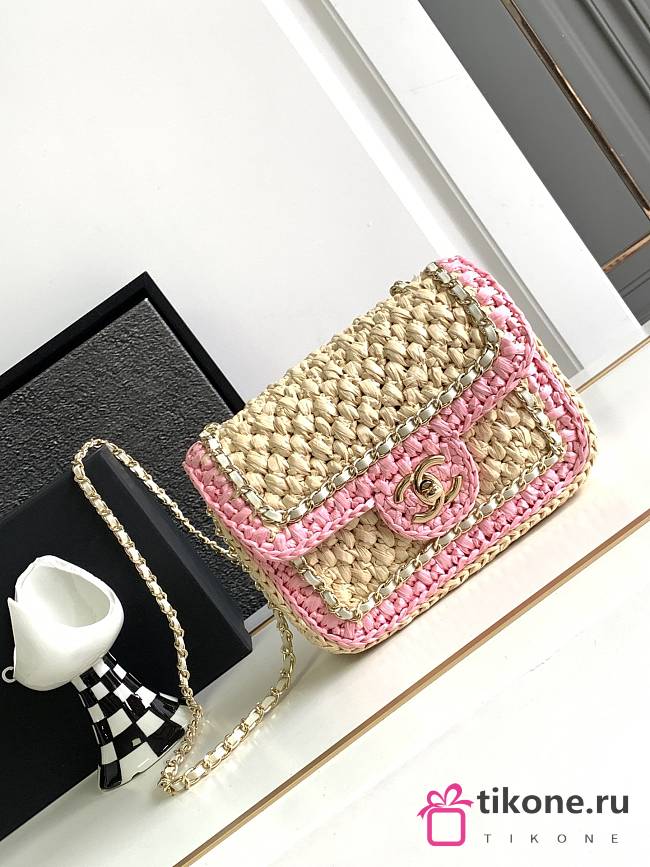 Chanel Mini Raffia Flap Bag - 17.5x13.5x6cm - 1