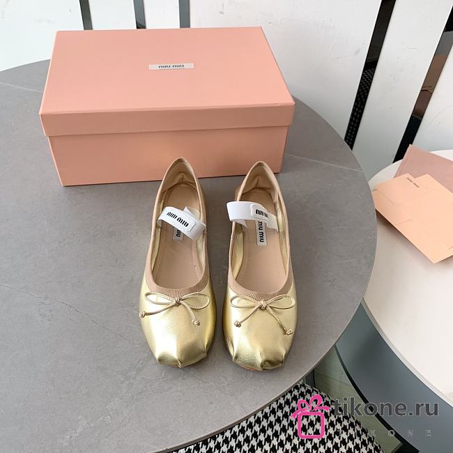 Miumiu Metallic Leather Ballet Flats  - 1