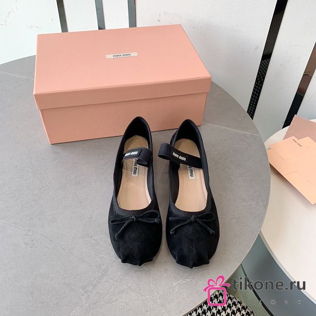 Miumiu Ballerinas Black Flats Shoes - 1