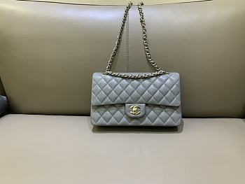 Chanel Classic Medium Flap Grey Caviar Leather