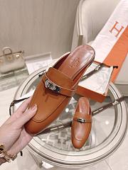 Hermes Brown Kelly Buckle Half Flip Shoes - 4