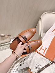 Hermes Brown Kelly Buckle Half Flip Shoes - 3