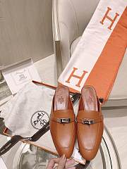 Hermes Brown Kelly Buckle Half Flip Shoes - 2