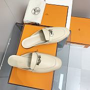 Hermes Beige Kelly Buckle Half Flip Shoes - 4