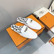 Hermes White Kelly Buckle Half Flip Shoes 01 - 1