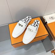 Hermes White Kelly Buckle Half Flip Shoes 01 - 2