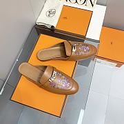 Hermes Brown Pattern Kelly Buckle Half Flip Shoes - 1