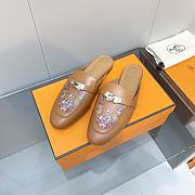 Hermes Brown Pattern Kelly Buckle Half Flip Shoes - 5