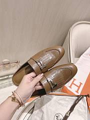 Hermes Dark Brown Kelly Buckle Half Flip Shoes - 4