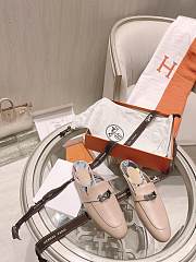 Hermes Beige Kelly Buckle Half Flip Shoes 01 - 1