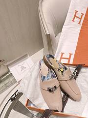 Hermes Beige Kelly Buckle Half Flip Shoes 01 - 4