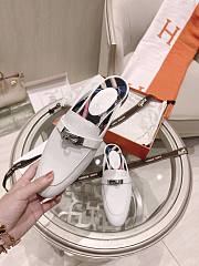 Hermes White Kelly Buckle Half Flip Shoes 02 - 5