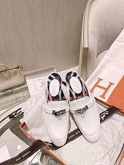 Hermes White Kelly Buckle Half Flip Shoes 02 - 3