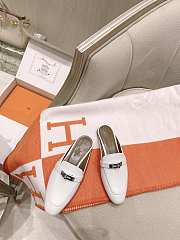 Hermes White Kelly Buckle Half Flip Shoes 03 - 1