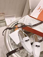 Hermes White Kelly Buckle Half Flip Shoes 03 - 5