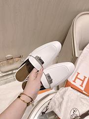 Hermes White Kelly Buckle Half Flip Shoes 03 - 3