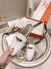 Hermes White Kelly Buckle Half Flip Shoes 03 - 2