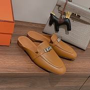 Hermes Brown Kelly Buckle Half Flip Shoes 01 - 1