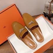 Hermes Brown Kelly Buckle Half Flip Shoes 01 - 3