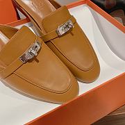 Hermes Brown Kelly Buckle Half Flip Shoes 01 - 4