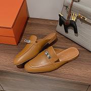 Hermes Brown Kelly Buckle Half Flip Shoes 01 - 2