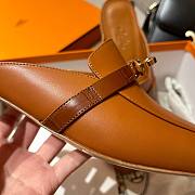 Hermes Brown Kelly Gold Buckle Half Flip Shoes - 5